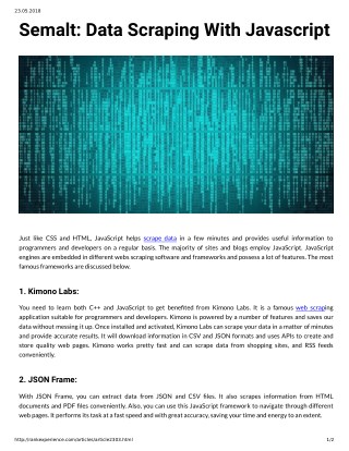 Semalt: Data Scraping With Javascript