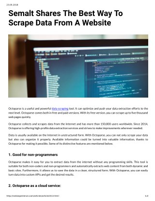 Semalt Shares The Best Way To Scrape Data From A Website
