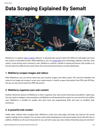 Data Scraping Explained By Semalt