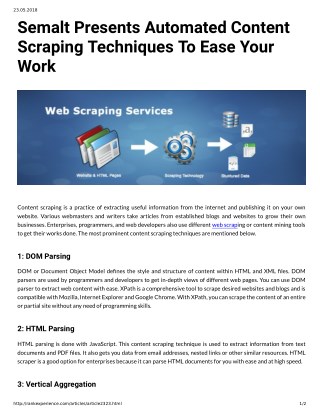 Semalt Presents Automated Content Scraping Techniques To Ease Your Work