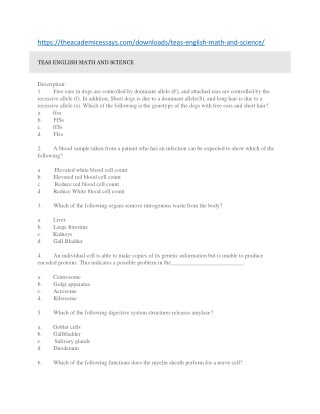 TEAS ENGLISH MATH AND SCIENCE