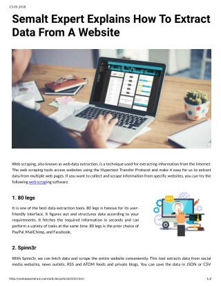 Semalt Expert Explains How To Extract Data From A Website