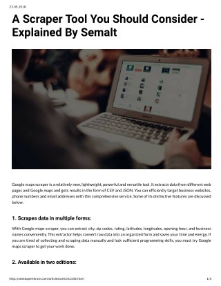 A Scraper Tool You Should Consider - Explained By Semalt