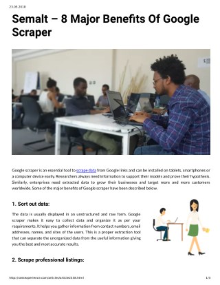 Semalt â€“ 8 Major Benets Of Google Scraper