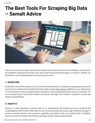 The Best Tools For Scraping Big Data â€“ Semalt Advice