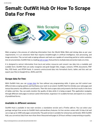 Semalt: OutWit Hub Or How To Scrape Data For Free