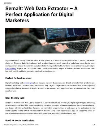 Semalt: Web Data Extractor â€“ A Perfect Application for Digital Marketers