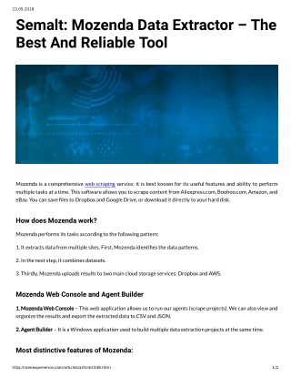 Semalt: Mozenda Data Extractor â€“ The Best And Reliable Tool