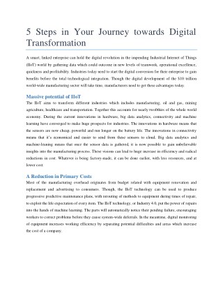 5 Steps in Your Journey towards Digital Transformation