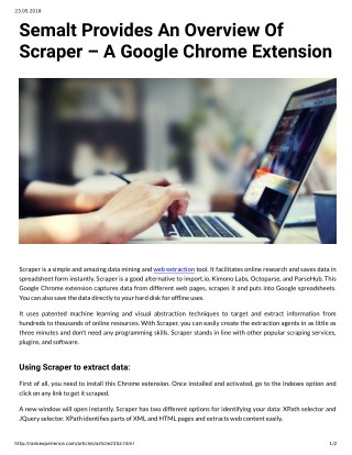 Semalt Provides An Overview Of Scraper â€“ A Google Chrome Extension