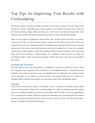 Top Tips for Improving Your Results with Coolsculpting