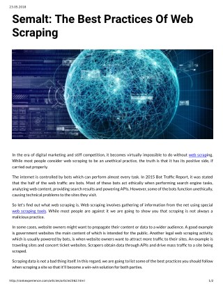 Semalt: The Best Practices Of Web Scraping