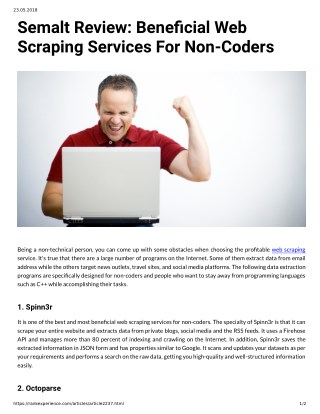 Semalt Review: Beneficial Web Scraping Services For Non-Coders Being