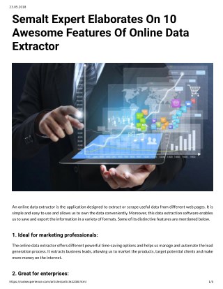 Semalt Expert Elaborates On 10 Awesome Features Of Online Data Extractor