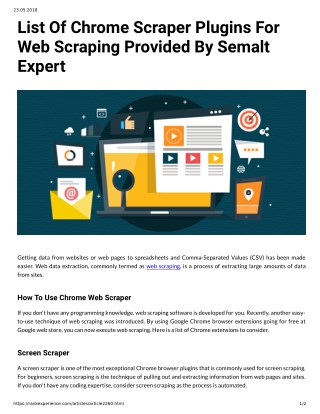 List Of Chrome Scraper Plugins For Web Scraping Provided By Semalt Expert