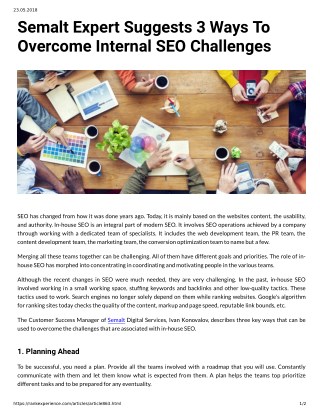 Semalt Expert Suggests 3 Ways To Overcome Internal SEO Challenges