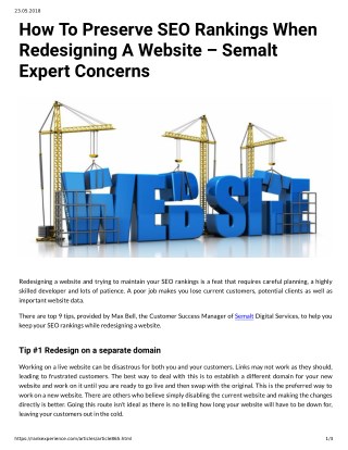 How To Preserve SEO Rankings When Redesigning A Website Semalt Expert Concerns