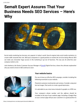 Semalt Expert Assures That Your Business Needs SEO Services Here's Why