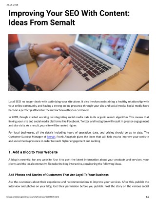 Improving Your SEO With Content: Ideas From Semalt