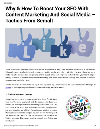 Why & How To Boost Your SEO With Content Marketing And Social Media Tactics From Semalt