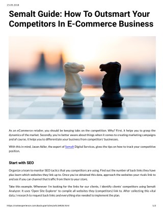 Semalt Guide: How To Outsmart Your Competitors In E Commerce Business