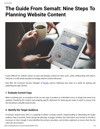 The Guide From Semalt: Nine Steps To Planning Website Content