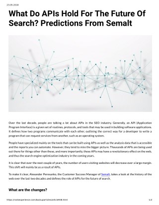 What Do APIs Hold For The Future Of Search Predictions From Semalt