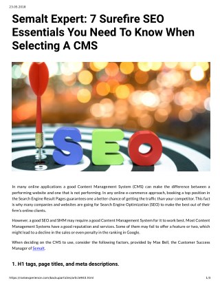 Semalt Expert: 7 Surefire SEO Essentials You Need To Know When Selecting A CMS In