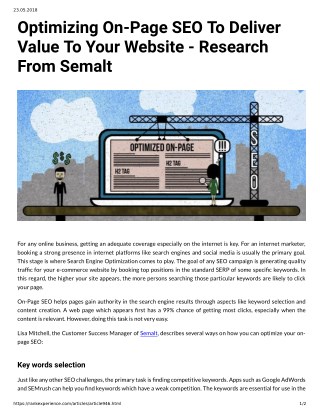 Optimizing On Page SEO To Deliver Value To Your Website Research From Semalt