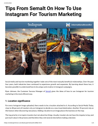 Tips From Semalt On How To Use Instagram For Tourism Marketing