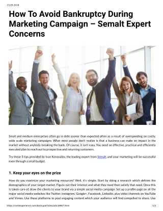 How To Avoid Bankruptcy During Marketing Campaign Semalt Expert Concerns