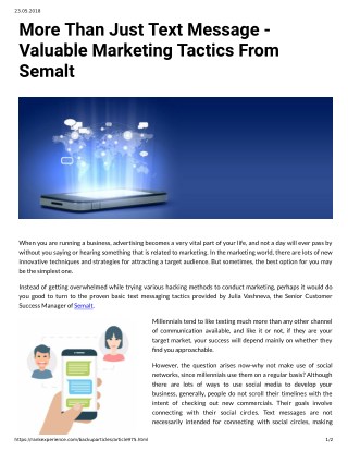 More Than Just Text Message Valuable Marketing Tactics From Semalt
