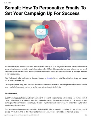 Semalt: How To Personalize Emails To Set Your Campaign Up For Success