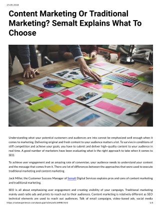 Content Marketing Or Traditional Marketing Semalt Explains What To Choose