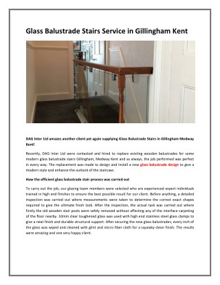 Glass Balustrade Stairs service in Gillingham Kent