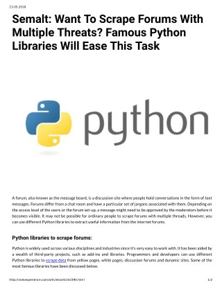 Semalt: Want To Scrape Forums With Multiple Threats? Famous Python Libraries Will Ease This Task