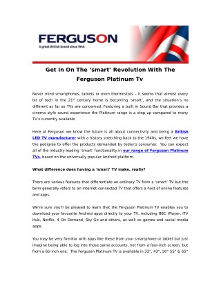 Get In On The â€˜smartâ€™ Revolution With The Ferguson Platinum Tv