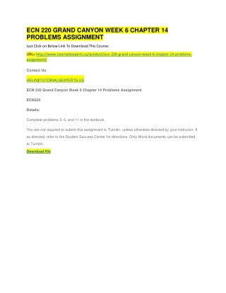 ECN 220 GRAND CANYON WEEK 6 CHAPTER 14 PROBLEMS ASSIGNMENT