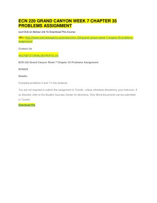 ECN 220 GRAND CANYON WEEK 7 CHAPTER 35 PROBLEMS ASSIGNMENT