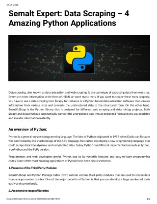 Semalt Expert: Data Scraping â€“ 4 Amazing Python Applications