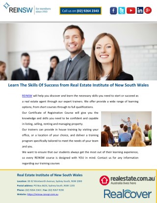 Learn The Skills Of Success from Real Estate Institute of New South Wales