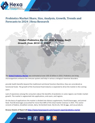 Global Probiotics Industry Research Report | Hexa Research