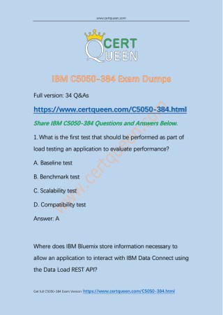 2018 IBM C5050-384 Questions and Answers