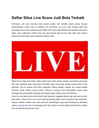 Daftar Situs Live Score Judi Bola Terbaik