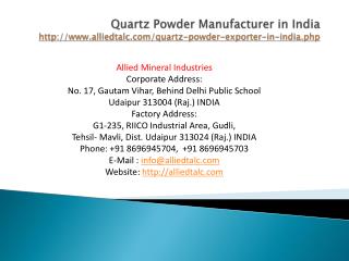 Quartz Powder Manufacturer in India