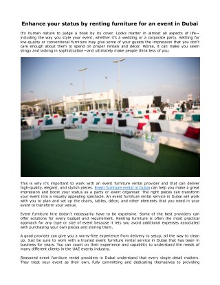 Enhance your status by renting furniture for an event in Dubai