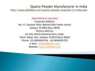 Quartz powder manufacturer in india