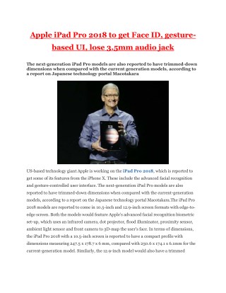 Apple iPad Pro 2018 to get Face ID, gesture-based UI, lose 3.5mm audio jack