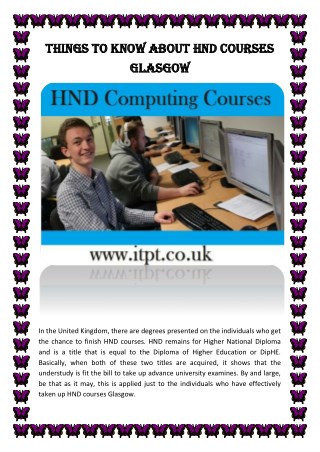 Things to Know About HND Courses Glasgow