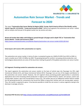 Automotive Rain Sensor Market - Opportunities in Future with Different Segments